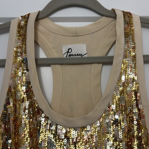 Pencey Gold Sequin Racer Back Tank Top Size XS - Picture 4 of 6